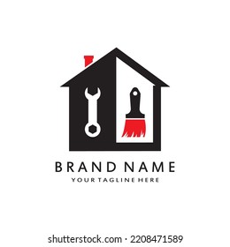 Vektorlogo-Design-Illustration von Konstruktion, Wohnungsverbesserung und Logo-Design