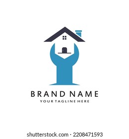 vector logo design illustration of construction, home improvement and building logo design