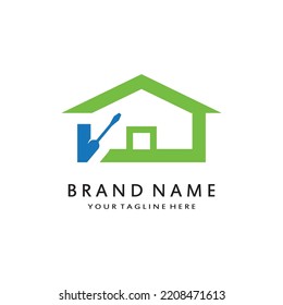 vector logo design illustration of construction, home improvement and building logo design