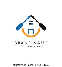 vector logo design illustration of construction, home improvement and building logo design