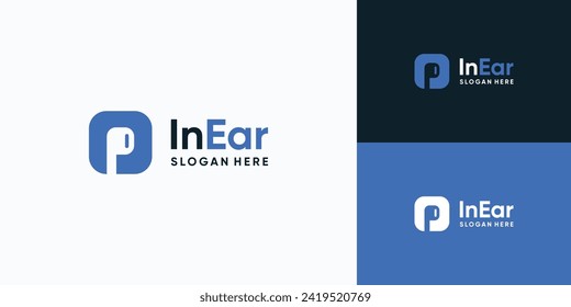 Vector logo design illustration of earbud shape in favicon box.