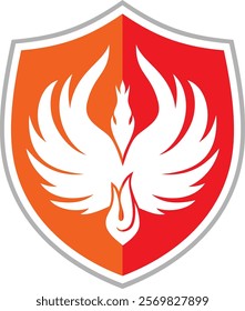 Vector logo design with illustration of a fire bird