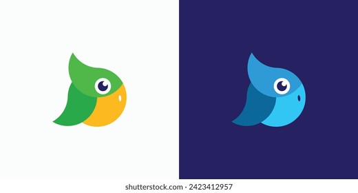 Vector logo design illustration of the initial letter P shape of a parrot in a fun and friendly style.