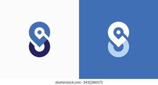 Vector logo design illustration of a location pin shape with a combination of abstract letter S initials.