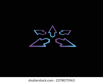 vector logo design illustration of a modern perspective arrow symbol with bright colors on a background