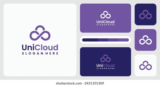 Vector logo design illustration of modern technology infinity cloud shape.