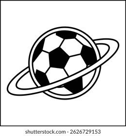 Vektor-Logo-Design-Illustration Silhouette von Ball und Ring in der Mitte mit schwarz-weißer Farbe. passend für Logo, Icon, Poster, Werbung, Banner, Firma, T-Shirt Design, Aufkleber, Website.