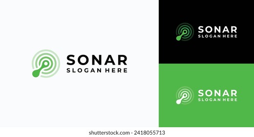 Vector logo design illustration of sonar or radar wave radiation.