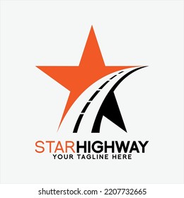 Vector logo design illustration of stars and highways. Logos can be used for a highway contractor business.