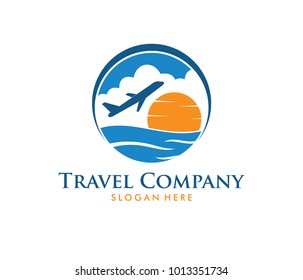 vector logo design illustration for tour and travel agency, trip advisor, aviation company, adventure event