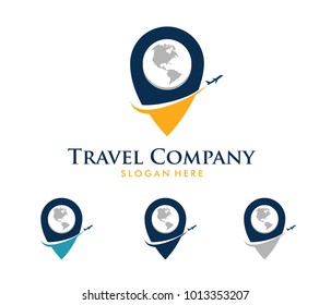 vector logo design illustration for tour and travel agency, trip advisor, aviation company, adventure event