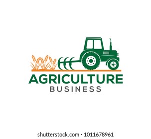 vector logo design illustration of tractor farm, crop land, soil farm, back yard, natural, agriculture business