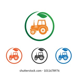 vector logo design illustration of tractor farm, crop land, soil farm, back yard, natural, agriculture business