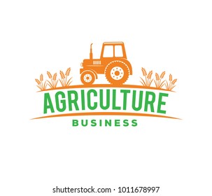 vector logo design illustration of tractor farm, crop land, soil farm, back yard, natural, agriculture business