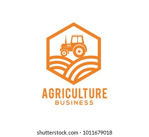 vector logo design illustration of tractor farm, crop land, soil farm, back yard, natural, agriculture business