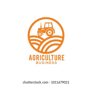 vector logo design illustration of tractor farm, crop land, soil farm, back yard, natural, agriculture business