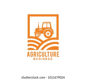 vector logo design illustration of tractor farm, crop land, soil farm, back yard, natural, agriculture business