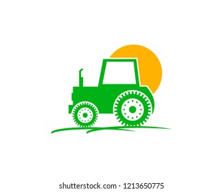 vector logo design illustration of tractor farm, crop land, soil farm, back yard, natural, agriculture business