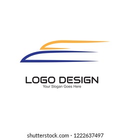 vector logo design illustration for train and fast transportation