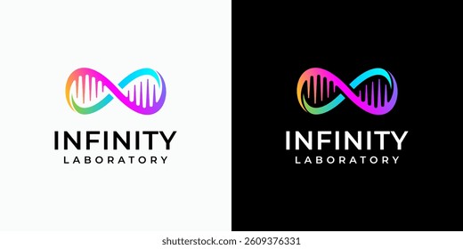 Vector logo design of the infinite DNA symbol with a modern, simple, clean and abstract style. Icon for business, research, science and personal branding.