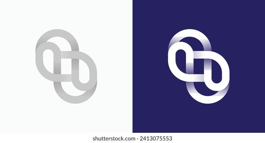 Vector logo design of infinity and chain with three dimensional effect