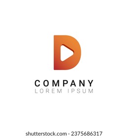 vector logo design of initial D with start sign.