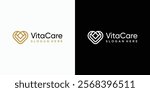 Vector logo design of initial letter V heart shape with modern, simple, clean and abstract style. Icon for business, health care, clinic and personal branding.