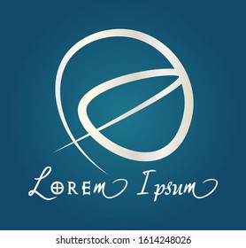 vector logo design The initial letter "A" is colored silver on an elegant bright blue background for business brands