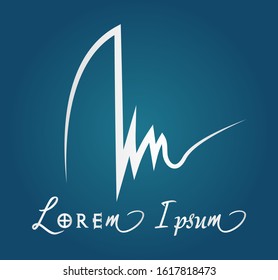 vector logo design The initial letter "A" is colored silver on an elegant bright blue background for business brands