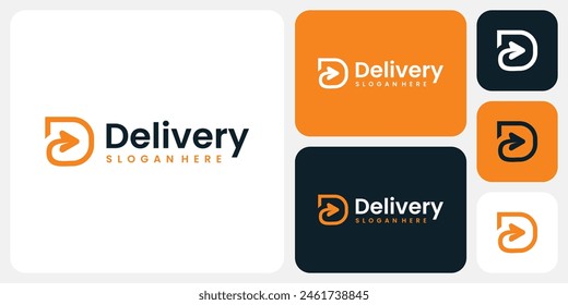 Vector logo design of initial letter D and paper airplane shape arrow with modern, simple, clean and abstract style.