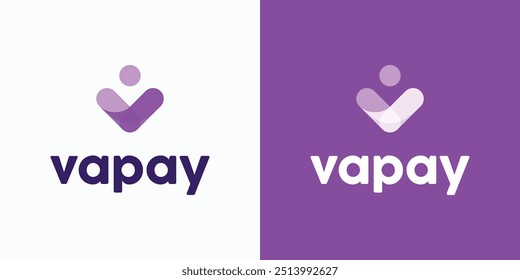 Vector logo design of initial letter V shape of person with modern, simple, clean and abstract style. Icon for business, sports, health and personal branding.