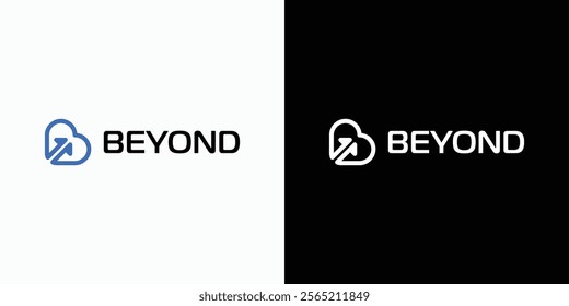Vector logo design of initial letter B in heart and arrow shape with modern, simple, clean and abstract style. Icon for business, technology, finance and personal branding.