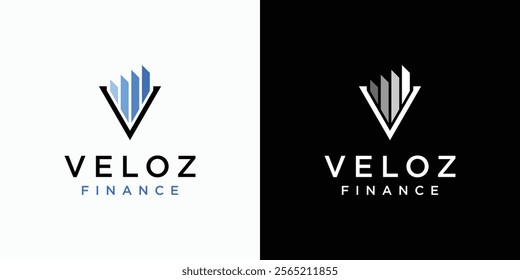 Vector logo design of initial letter V and growth graph with modern, simple, clean and abstract style. Icon for business, technology, finance and personal branding.