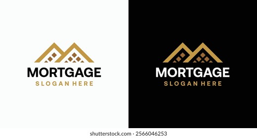 Vector logo design of initial letter M in the form of a house roof with a modern, simple, clean and abstract style. Icon for business, housing, mortgage and personal branding.