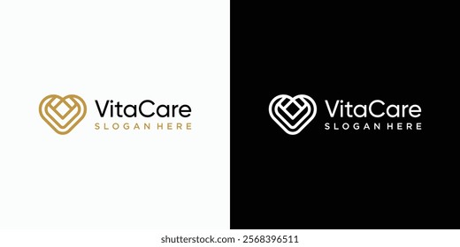 Vector logo design of initial letter V heart shape with modern, simple, clean and abstract style. Icon for business, health care, clinic and personal branding.