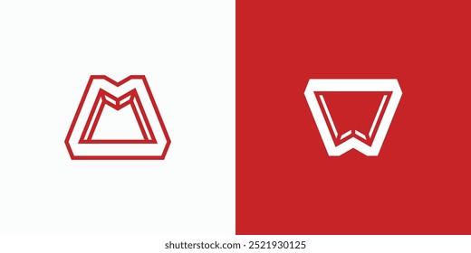 Diseño de logotipo de Vector de las letras iniciales M y W con perspectiva tridimensional en estilo moderno, simple, limpio y abstracto. Icono para negocios, construcción, redes sociales y marca personal.