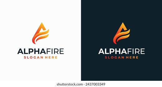 Vector logo design of initial A and wing shape of letter F with three-dimensional effect in modern, simple, clean and abstract style.