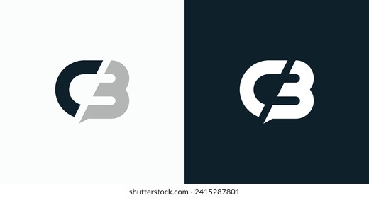 Vector logo design of initials C and B with slashed effect.