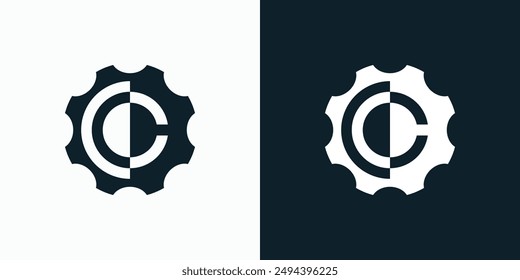 Vector logo design with the initials C in the shape of a gear in a modern, simple, clean and abstract style.