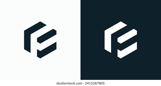 Vector logo design for the initials F and E with a hexagon shape.