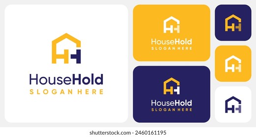 Vector logo design for the initials H, S, geometric house shape with a modern, simple, clean and abstract style.