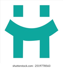 Design de logotipo vetorial das iniciais H sorrindo e duas pessoas de mãos dadas em um estilo moderno, simples, limpo e abstrato.