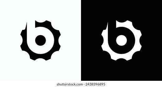 Vector logo design with the initials letter b in the shape of a gear in a modern, simple, clean and abstract style.