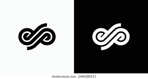 Vector logo design for the initials letter d p in the shape of an infinity line with a modern, simple, clean and abstract style.