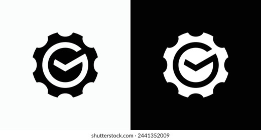 Vector logo design for the initials letter G M in the shape of an industrial gear with a modern, simple, clean and abstract style.