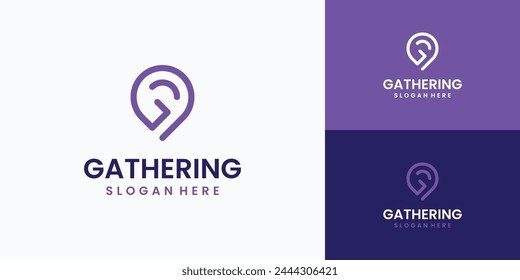 Vector logo design with the initials of the letter G in the shape of a location pin line in a modern, simple, clean and abstract style.