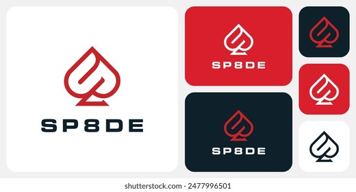 Vector logo design for the initials of the letter S in the shape of a spade with a modern, simple, clean and abstract style.