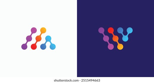 Design de logotipo de vetor de letras iniciais M e W conexão de tecnologia com estilo moderno, simples, limpo e abstrato. Ícone para marcas comerciais e pessoais.