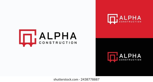 Vector logo design for the initials letters A C in the shape of a bridge with a modern, simple, clean and abstract style.