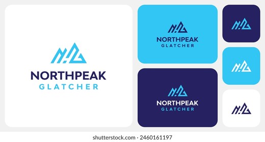Vector logo design of initials letters N, H, G, geometric mountain shape with modern, simple, clean and abstract style.
